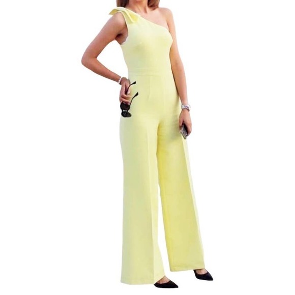 House of CB Courvel Lemon One Shoulder Jumpsuit Size S NWT - Picture 1 of 9